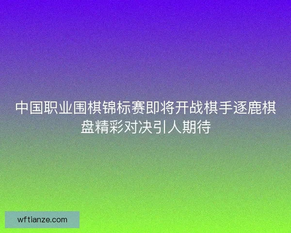 中国职业围棋锦标赛即将开战棋手逐鹿棋盘精彩对决引人期待