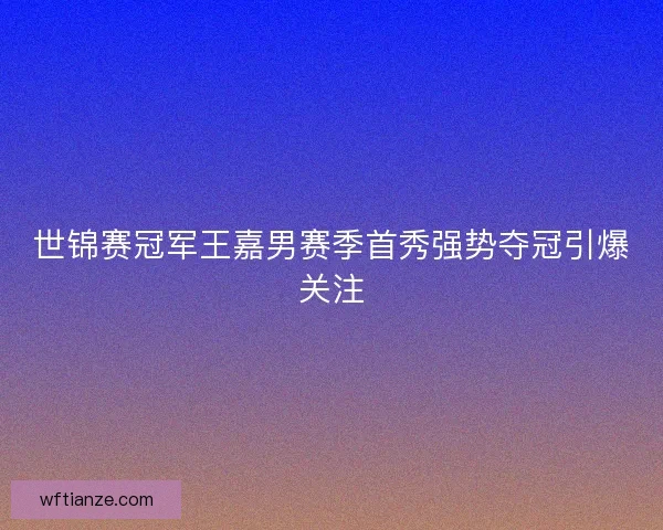 世锦赛冠军王嘉男赛季首秀强势夺冠引爆关注