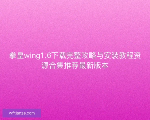 拳皇wing1.6下载完整攻略与安装教程资源合集推荐最新版本