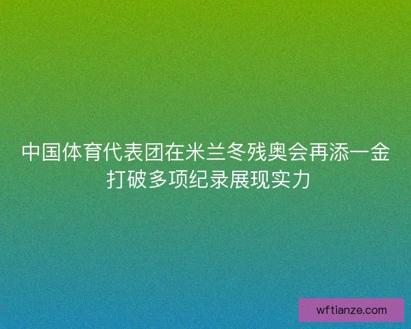 中国体育代表团在米兰冬残奥会再添一金 打破多项纪录展现实力