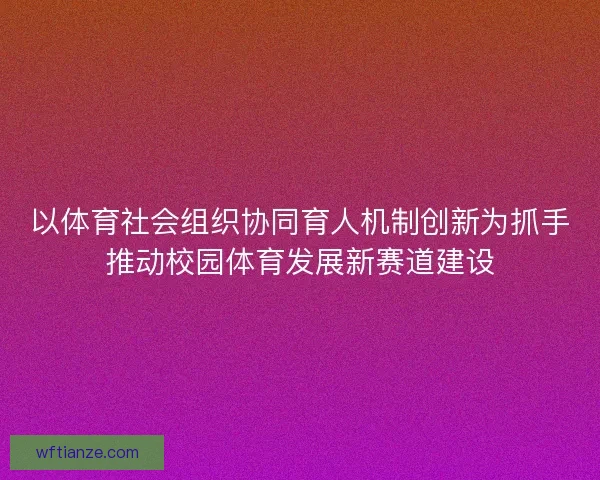 以体育社会组织协同育人机制创新为抓手推动校园体育发展新赛道建设