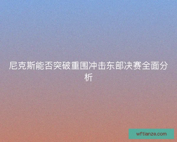 尼克斯能否突破重围冲击东部决赛全面分析